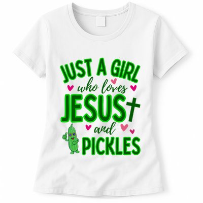 Just A Girl Who Loves Jesus And Pickles Womens T-Shirt