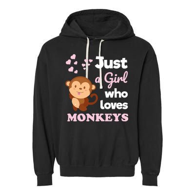 Just A Girl Who Loves Monkeys Girls Monkey Garment-Dyed Fleece Hoodie