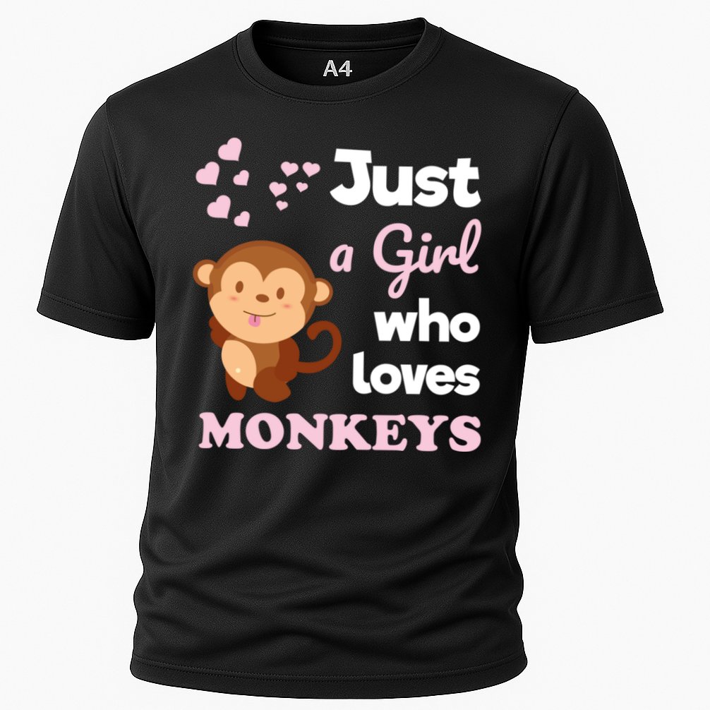 Just A Girl Who Loves Monkeys Girls Monkey Cooling Performance Crew T-Shirt