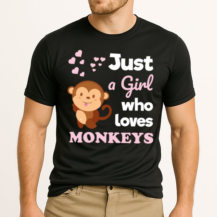 Just A Girl Who Loves Monkeys Girls Monkey Cooling Performance Crew T-Shirt