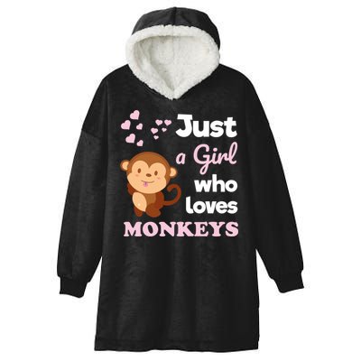 Just A Girl Who Loves Monkeys Girls Monkey Hooded Wearable Blanket
