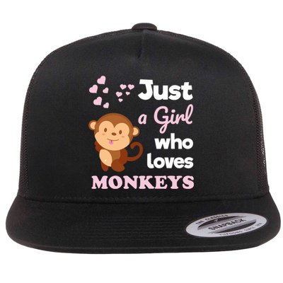 Just A Girl Who Loves Monkeys Girls Monkey Flatbill Hat