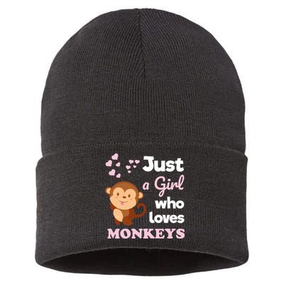 Just A Girl Who Loves Monkeys Girls Monkey Sustainable Knit Beanie