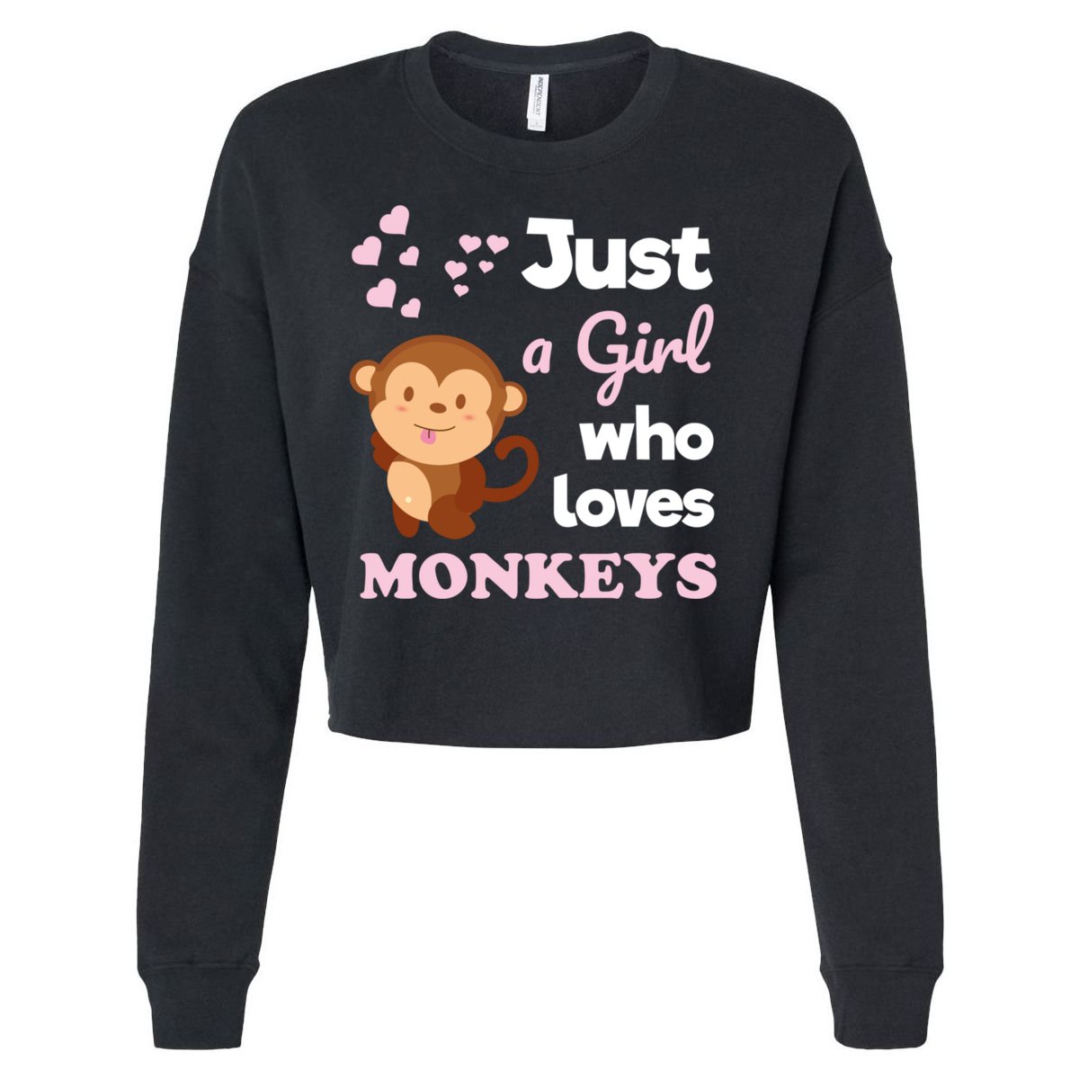 Just A Girl Who Loves Monkeys Girls Monkey Cropped Pullover Crew