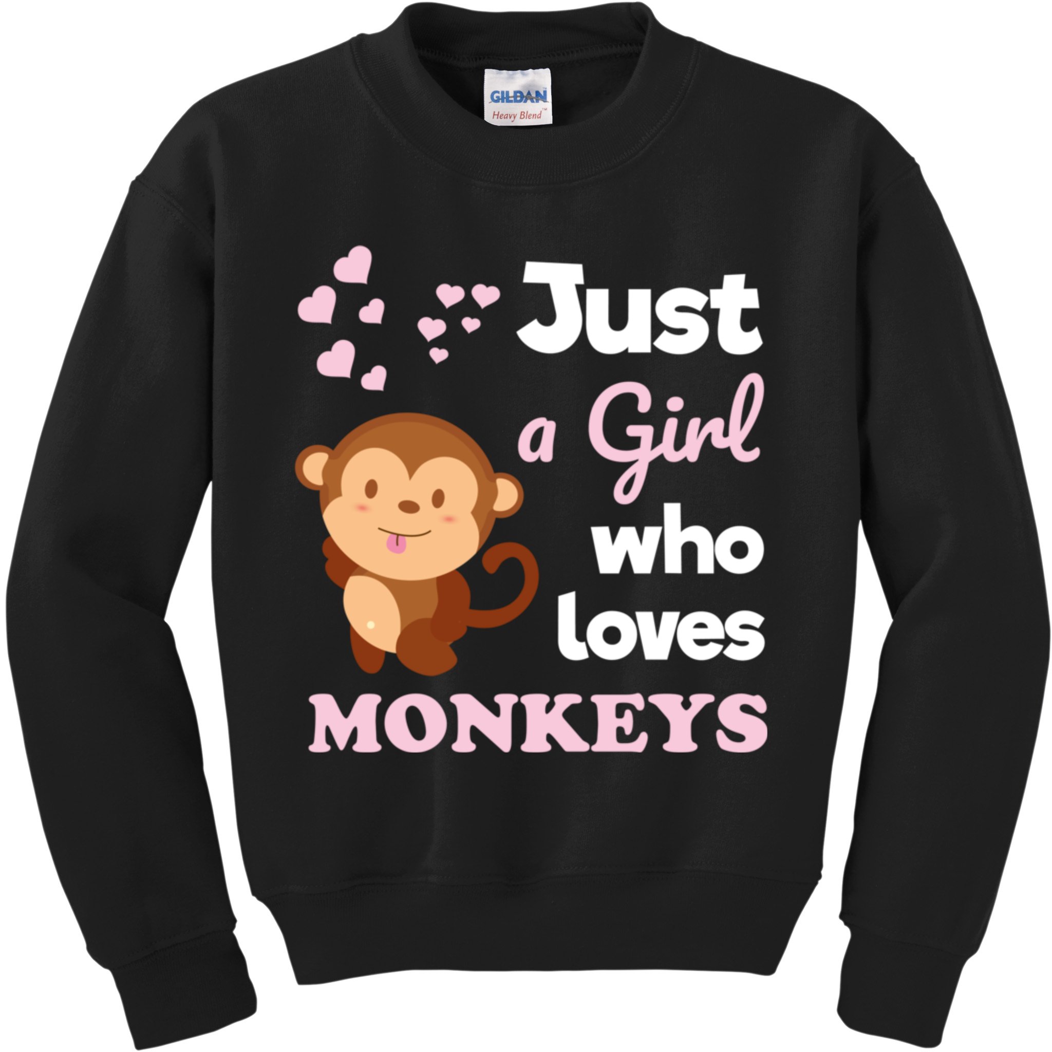 Just A Girl Who Loves Monkeys Girls Monkey Kids Sweatshirt