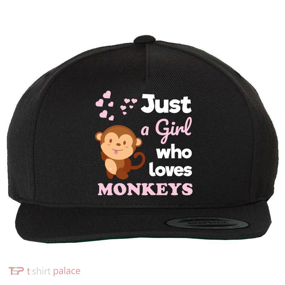 Just A Girl Who Loves Monkeys Girls Monkey Wool Snapback Cap