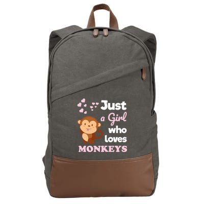 Just A Girl Who Loves Monkeys Girls Monkey Cotton Canvas Backpack