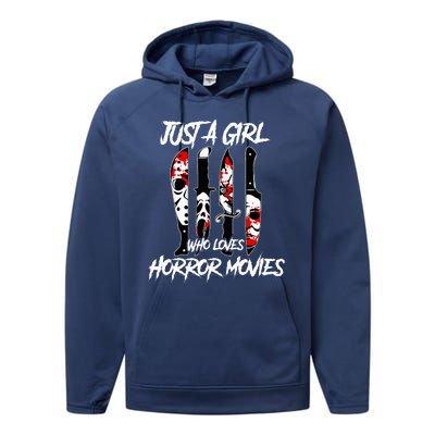 Just A Girl Who Loves Horror Movies Characters In Knives Performance Fleece Hoodie