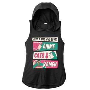 Just A Girl Who Loves Anime Cats And Ramen Ladies PosiCharge Tri-Blend Wicking Draft Hoodie Tank