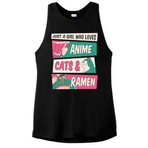 Just A Girl Who Loves Anime Cats And Ramen Ladies PosiCharge Tri-Blend Wicking Tank