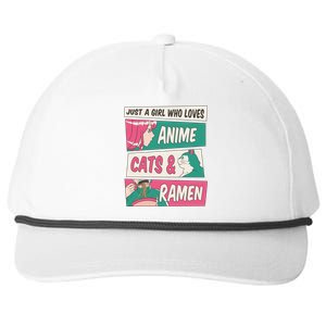 Just A Girl Who Loves Anime Cats And Ramen Snapback Five-Panel Rope Hat