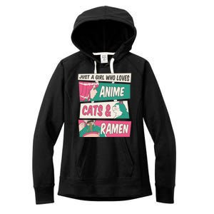 Just A Girl Who Loves Anime Cats And Ramen Women's Fleece Hoodie