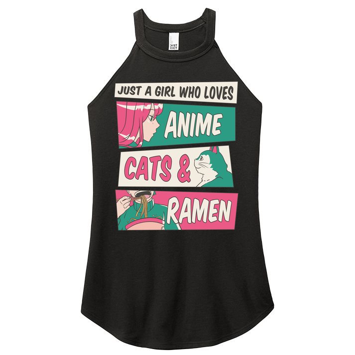 Just A Girl Who Loves Anime Cats And Ramen Women's Perfect Tri Rocker Tank