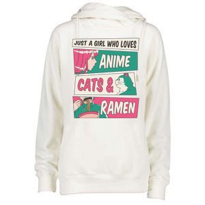 Just A Girl Who Loves Anime Cats And Ramen Womens Funnel Neck Pullover Hood