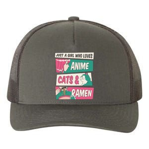 Just A Girl Who Loves Anime Cats And Ramen Yupoong Adult 5-Panel Trucker Hat