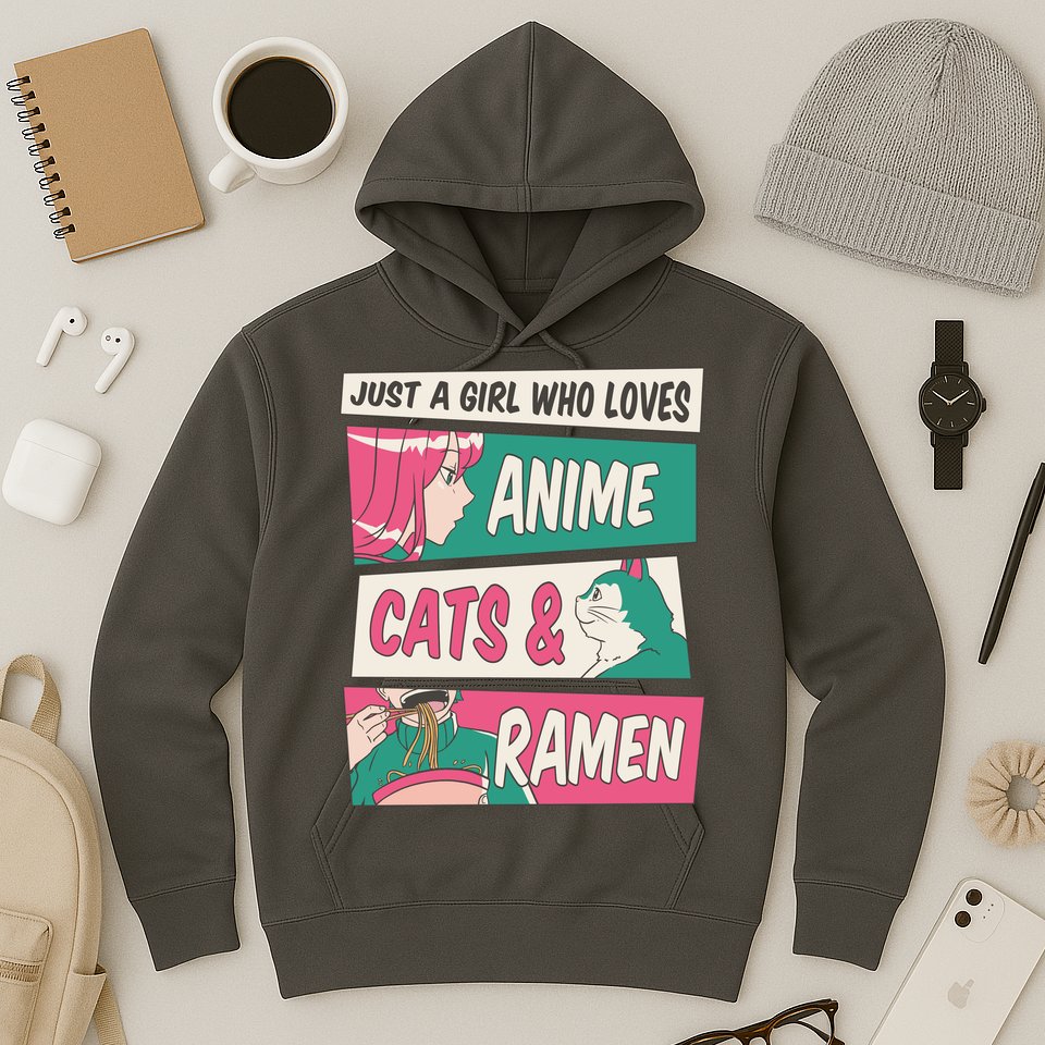 Just A Girl Who Loves Anime Cats And Ramen Hoodie