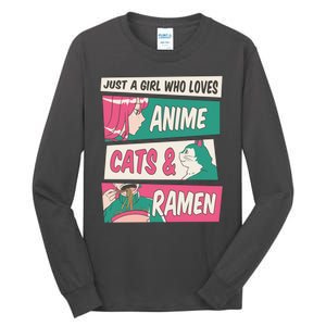 Just A Girl Who Loves Anime Cats And Ramen Tall Long Sleeve T-Shirt