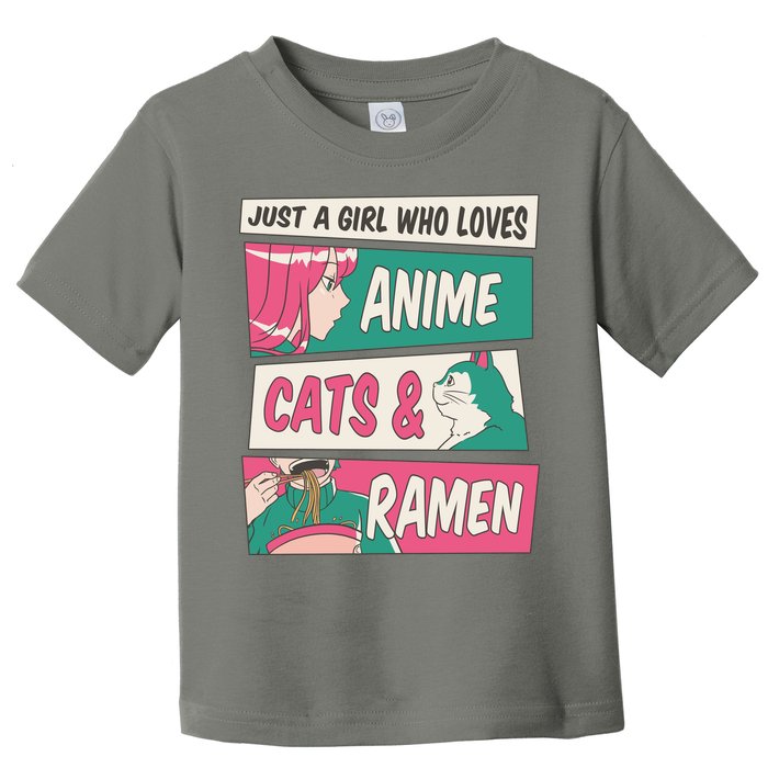 Just A Girl Who Loves Anime Cats And Ramen Toddler T-Shirt