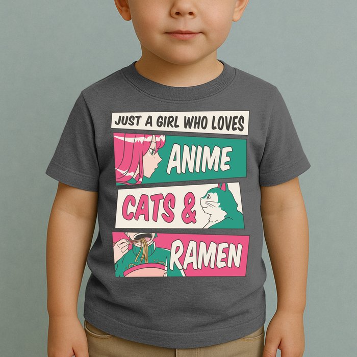 Just A Girl Who Loves Anime Cats And Ramen Toddler T-Shirt