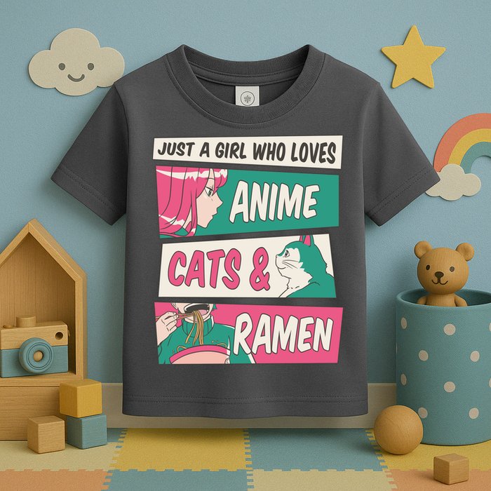 Just A Girl Who Loves Anime Cats And Ramen Toddler T-Shirt