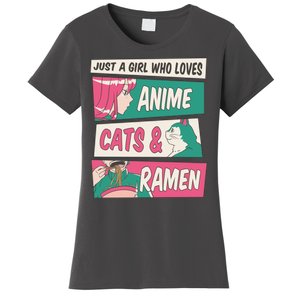 Just A Girl Who Loves Anime Cats And Ramen Women's T-Shirt