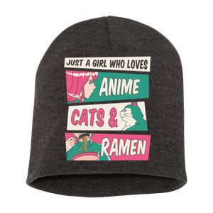 Just A Girl Who Loves Anime Cats And Ramen Short Acrylic Beanie