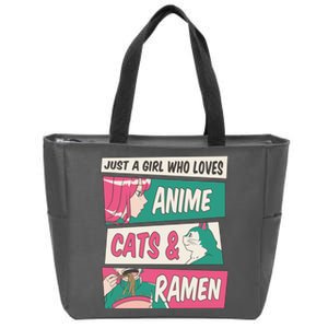 Just A Girl Who Loves Anime Cats And Ramen Zip Tote Bag