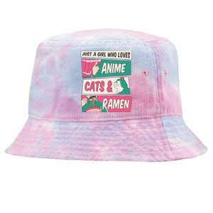 Just A Girl Who Loves Anime Cats And Ramen Tie-Dyed Bucket Hat