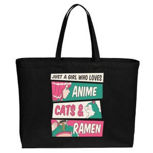 Just A Girl Who Loves Anime Cats And Ramen Cotton Canvas Jumbo Tote