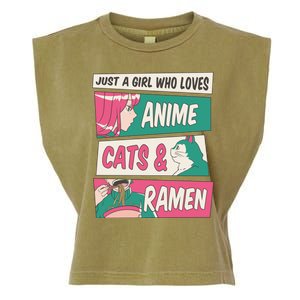 Just A Girl Who Loves Anime Cats And Ramen Garment-Dyed Women's Muscle Tee