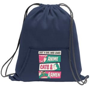 Just A Girl Who Loves Anime Cats And Ramen Sweatshirt Cinch Pack Bag