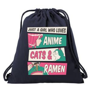 Just A Girl Who Loves Anime Cats And Ramen Drawstring Bag