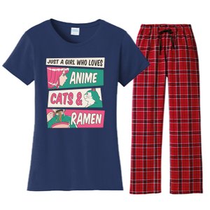 Just A Girl Who Loves Anime Cats And Ramen Women's Flannel Pajama Set