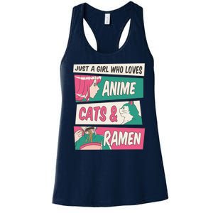 Just A Girl Who Loves Anime Cats And Ramen Women's Racerback Tank