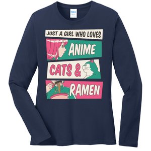 Just A Girl Who Loves Anime Cats And Ramen Ladies Long Sleeve Shirt