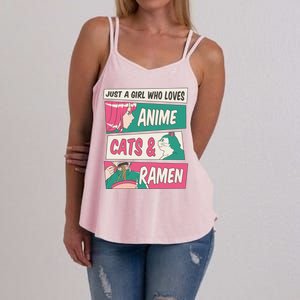 Just A Girl Who Loves Anime Cats And Ramen Women's Strappy Tank