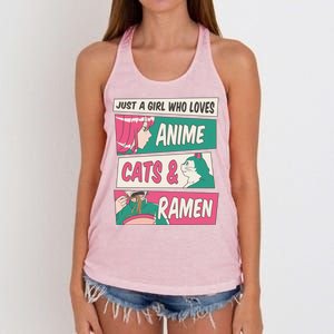 Just A Girl Who Loves Anime Cats And Ramen Women's Knotted Racerback Tank