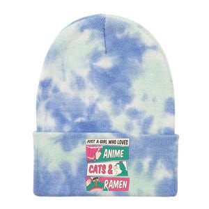 Just A Girl Who Loves Anime Cats And Ramen Tie Dye 12in Knit Beanie