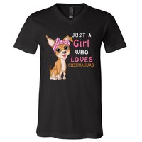 Just A Girl Who Loves Chihuahuas V-Neck T-Shirt