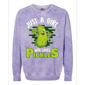 Just A Girl Who Loves Pickles Cucumber Wo Gift Colorblast Crewneck Sweatshirt