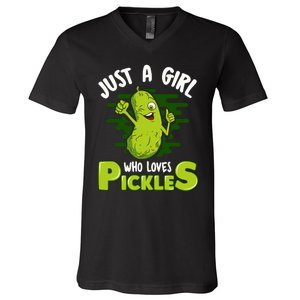 Just A Girl Who Loves Pickles Cucumber Wo Gift V-Neck T-Shirt