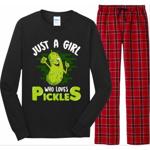 Just A Girl Who Loves Pickles Cucumber Wo Gift Long Sleeve Pajama Set