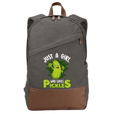 Just A Girl Who Loves Pickles Cucumber Wo Gift Cotton Canvas Backpack