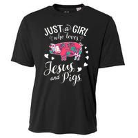 Just A Girl Who Loves Jesus And Pigs Farmer Lover Cooling Performance Crew T-Shirt