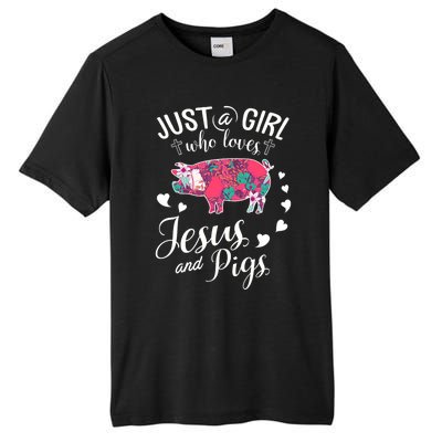 Just A Girl Who Loves Jesus And Pigs Farmer Lover Tall Fusion ChromaSoft Performance T-Shirt