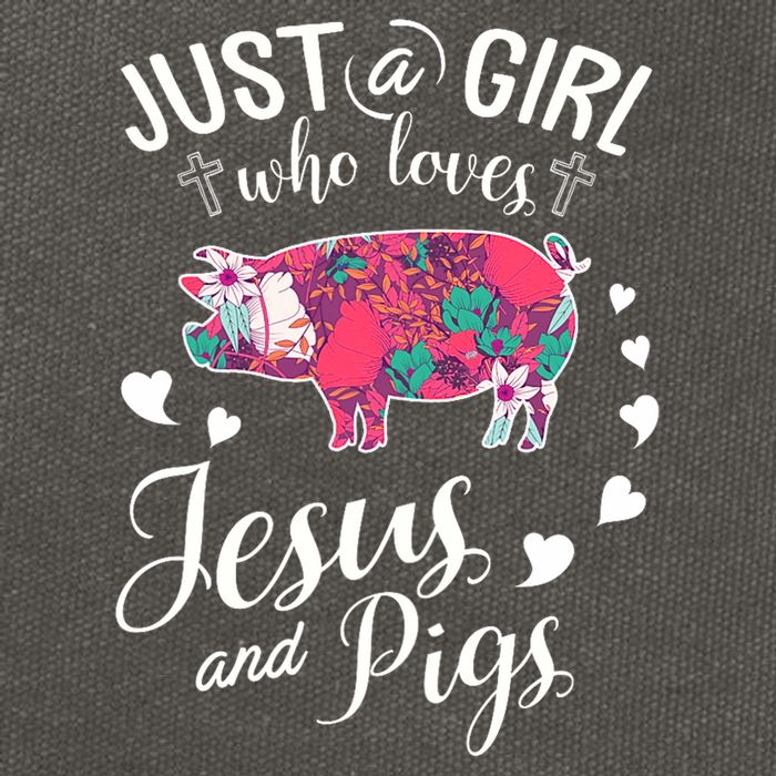 Just A Girl Who Loves Jesus And Pigs Farmer Lover Cotton Canvas Backpack