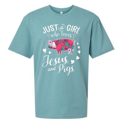 Just A Girl Who Loves Jesus And Pigs Farmer Lover Sueded Cloud Jersey T-Shirt