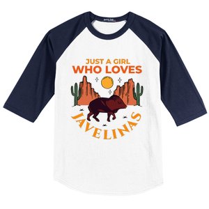 Just A Girl Who Loves Javelinas Desert Animal Lover Baseball Sleeve Shirt