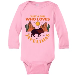 Just A Girl Who Loves Javelinas Desert Animal Lover Baby Long Sleeve Bodysuit