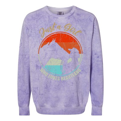 Just A Girl Who Loves Heartland Vintage Cowgirl Fun Colorblast Crewneck Sweatshirt